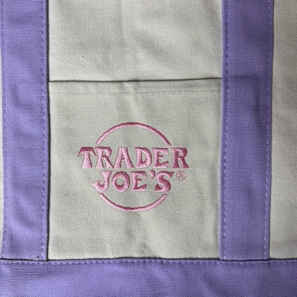 NWT 2025 Limited Trader Joe’s Mini Pastel Canvas Tote Bag - Purple - Picture 2 of 4